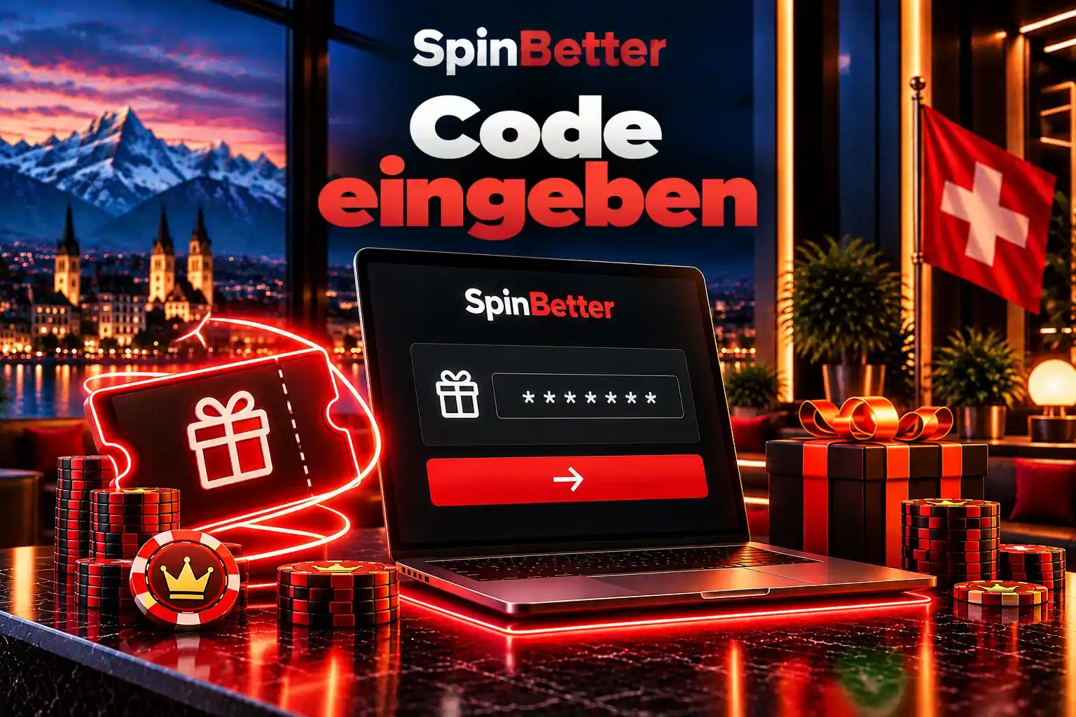 Eingabefeld für den Promo Code im SpinBetter-Konto auf einem Laptop